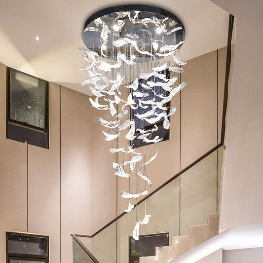 Image Glass Feather Chandelier