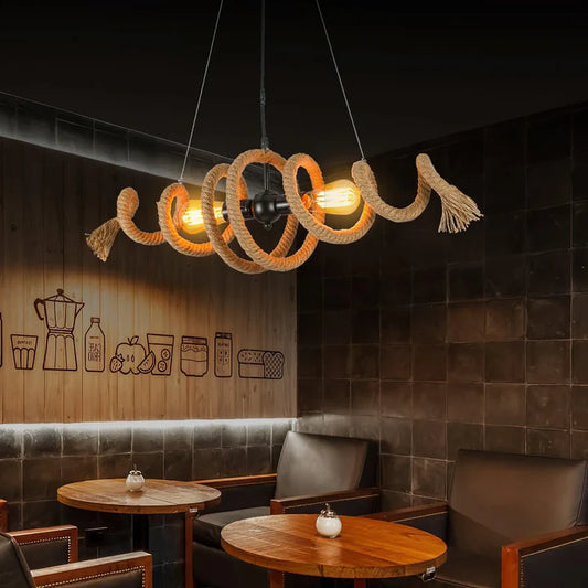 Image Lustre en corde de chanvre en spirale