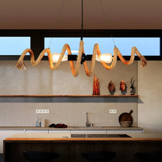 Image Lustre en corde de chanvre en spirale