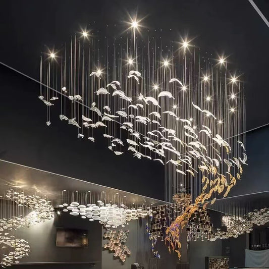 Lustre en verre à plumes