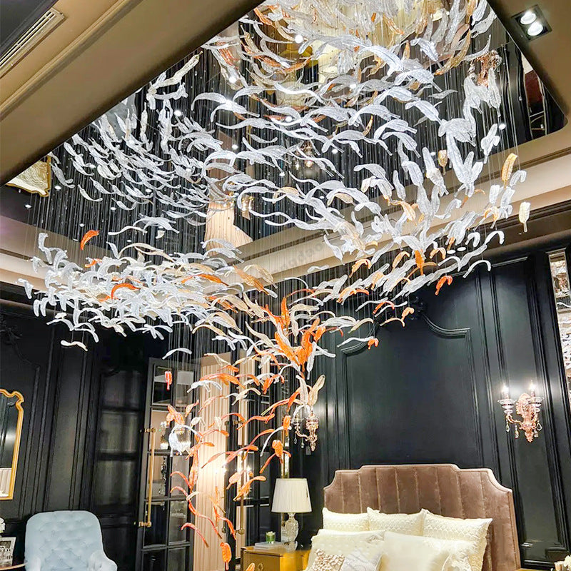 Lustre en verre à plumes