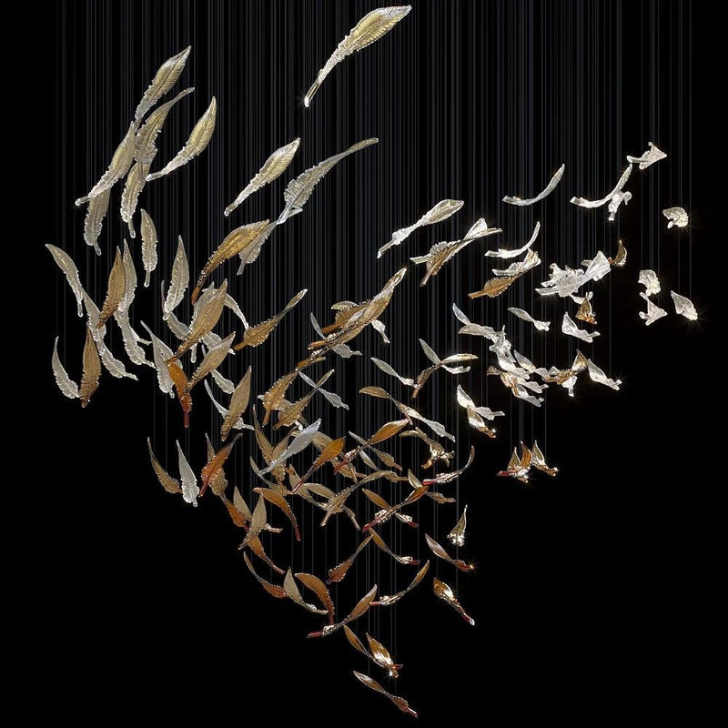 Lustre en verre à plumes