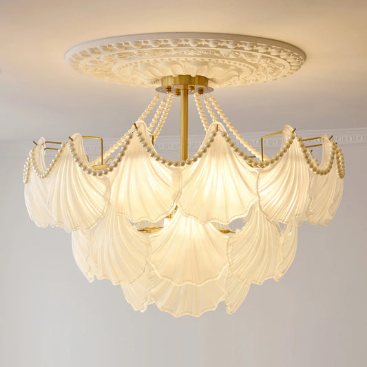 French Pearl Shell Chandelier 3