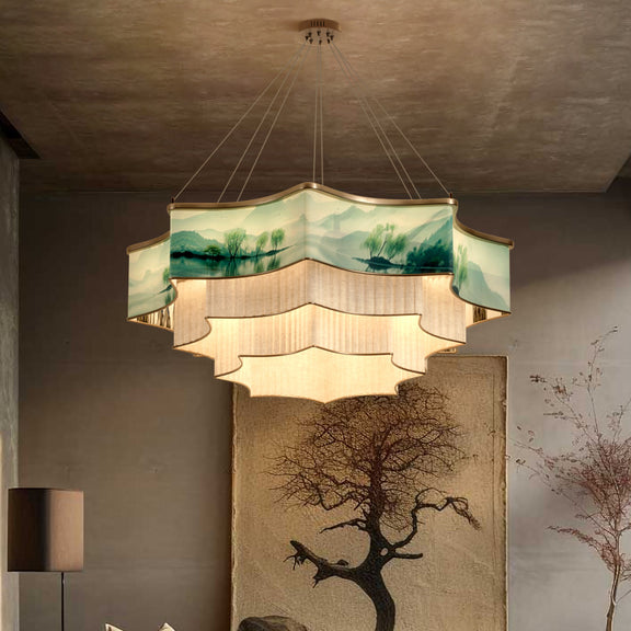 Green Bamboo Leaf Chandelier 8