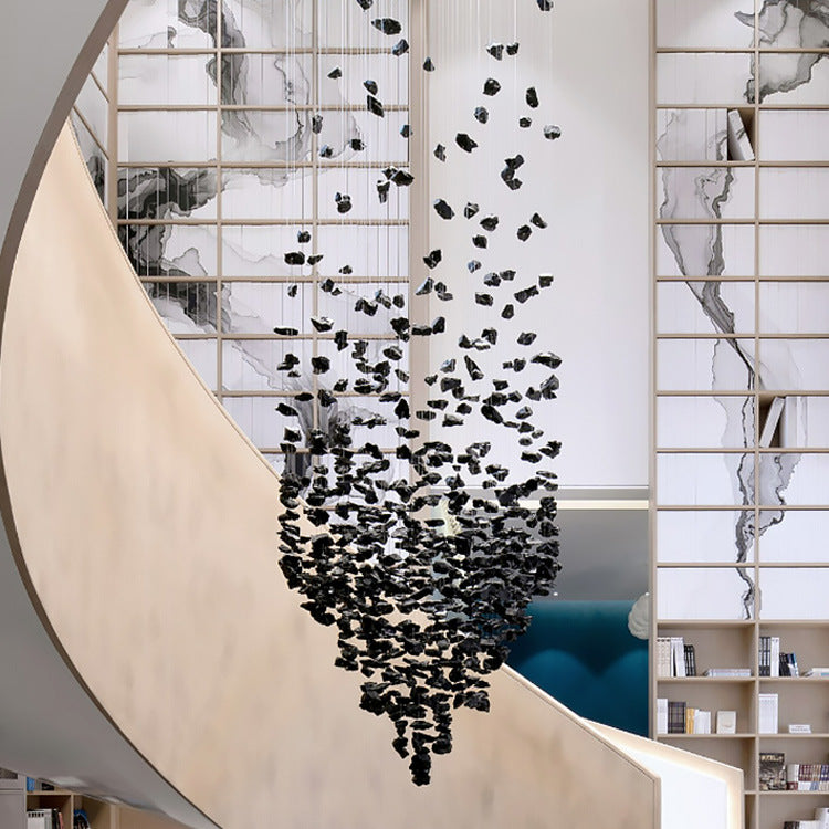 Lustre moderne en pierre et charbon de bois