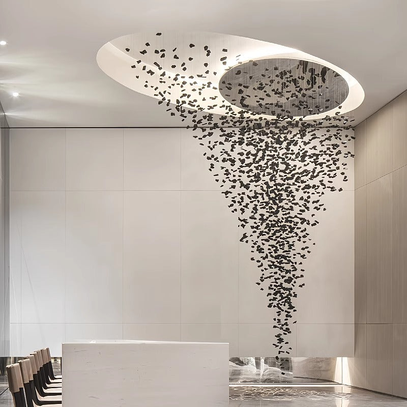 Lustre moderne en pierre et charbon de bois