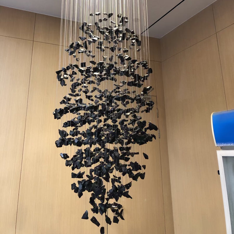 Lustre moderne en pierre et charbon de bois