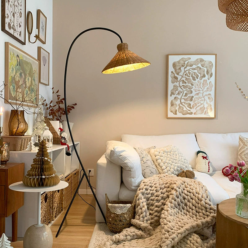 Tripod Rattan Floor Lamp 9