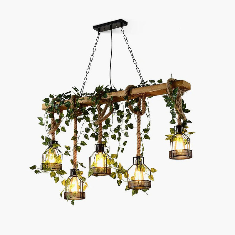 Vintage_Wood_Green_Chandelier_1