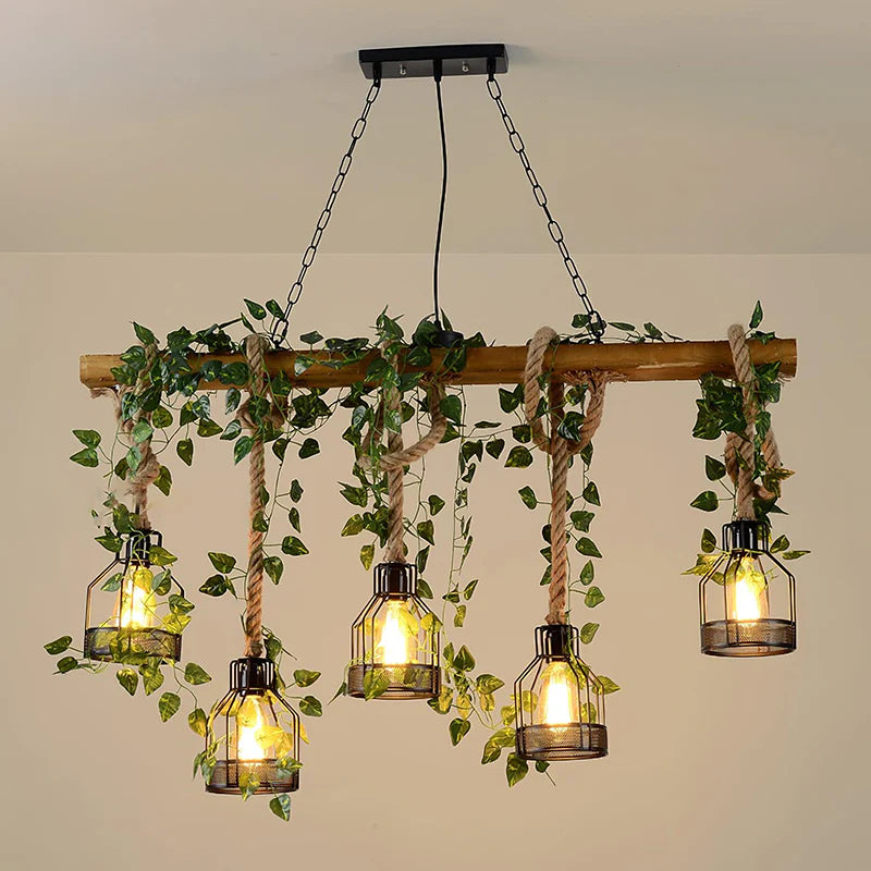 Vintage_Wood_Green_Chandelier_2