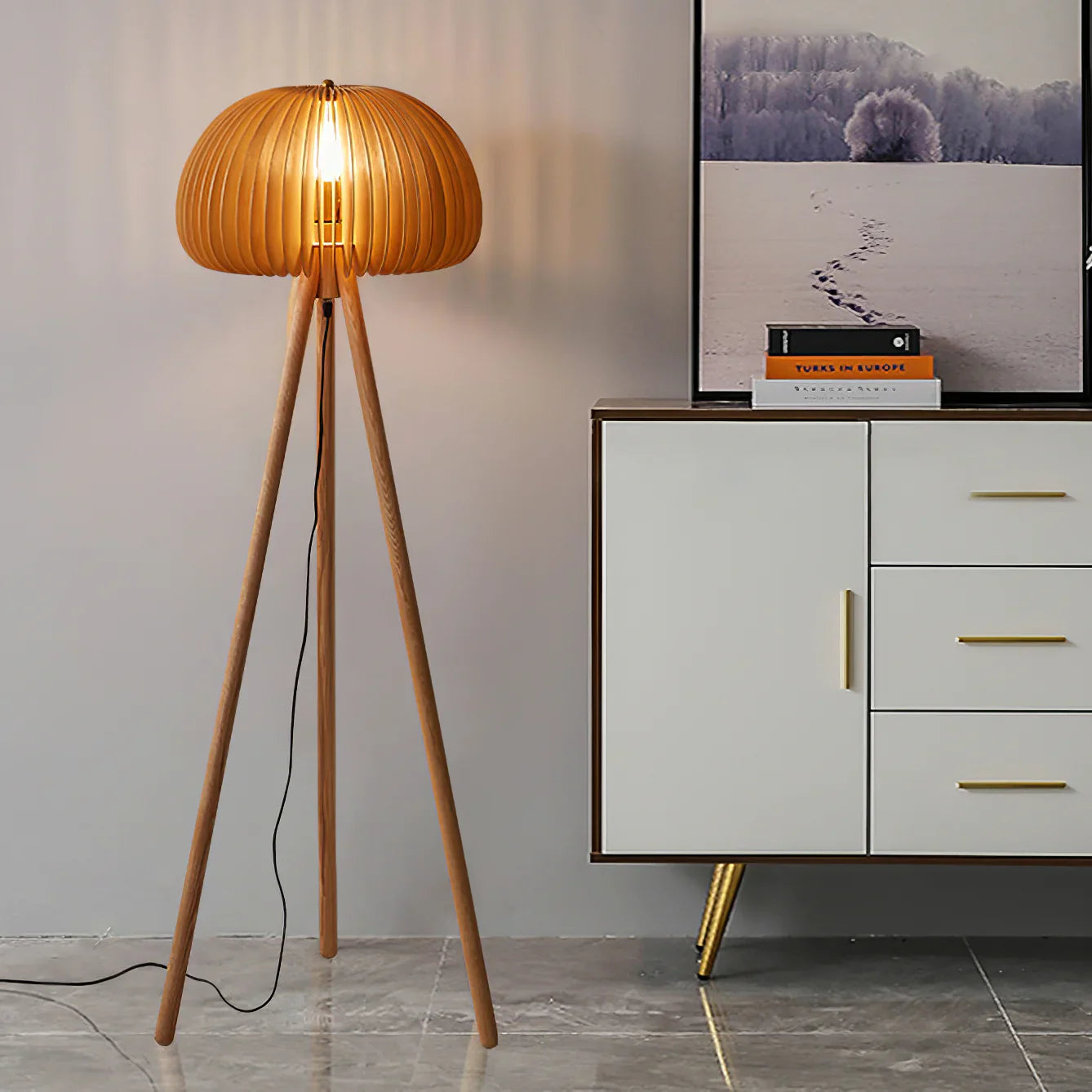 Wooden Pumpkin Floor Lamp 4